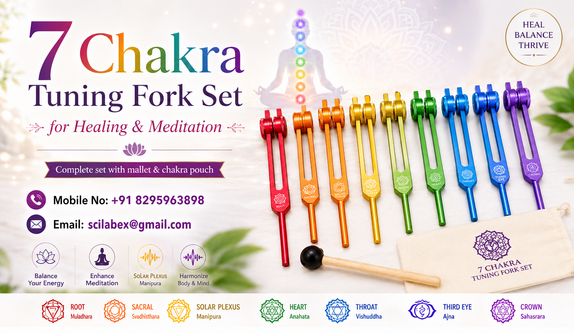 7 Chakra Tuning Fork Set for Healing & Meditation