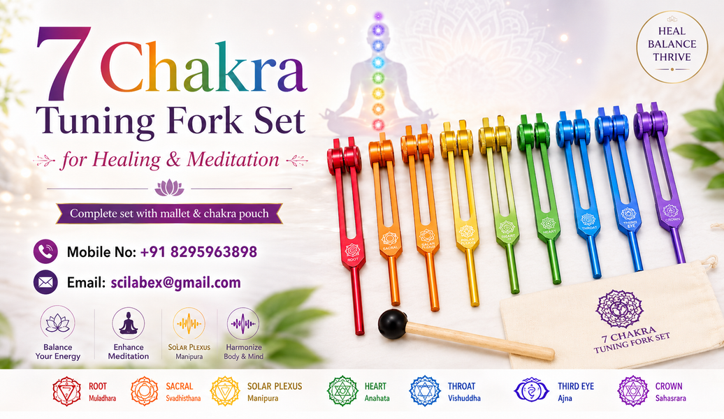 7 Chakra Tuning Fork Set for Healing & Meditation