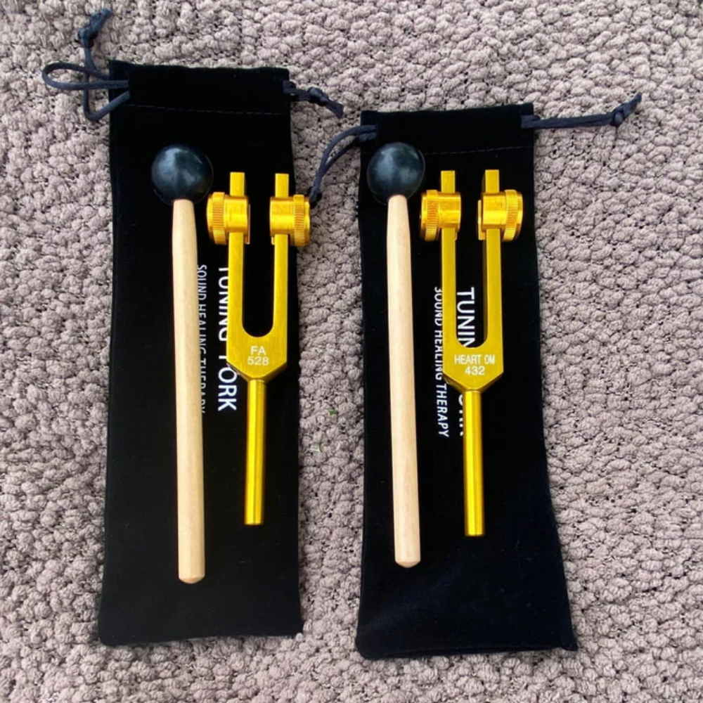 432 Hz & 528 Hz Tuning Fork Set for Healing Therapy - Weighted Biofield Tuning Forks