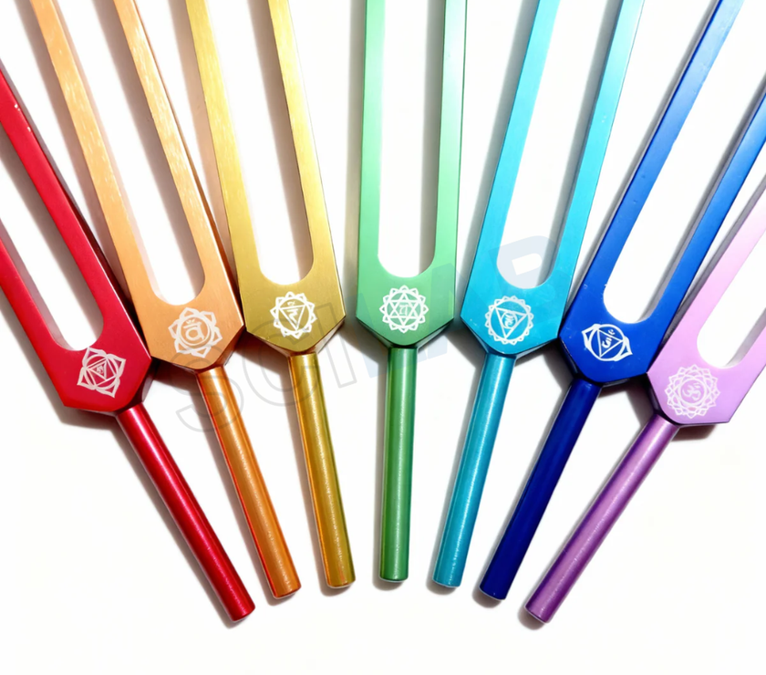 7pc Chakra Tuning Fork Set for Alignment & Sound Therapy
