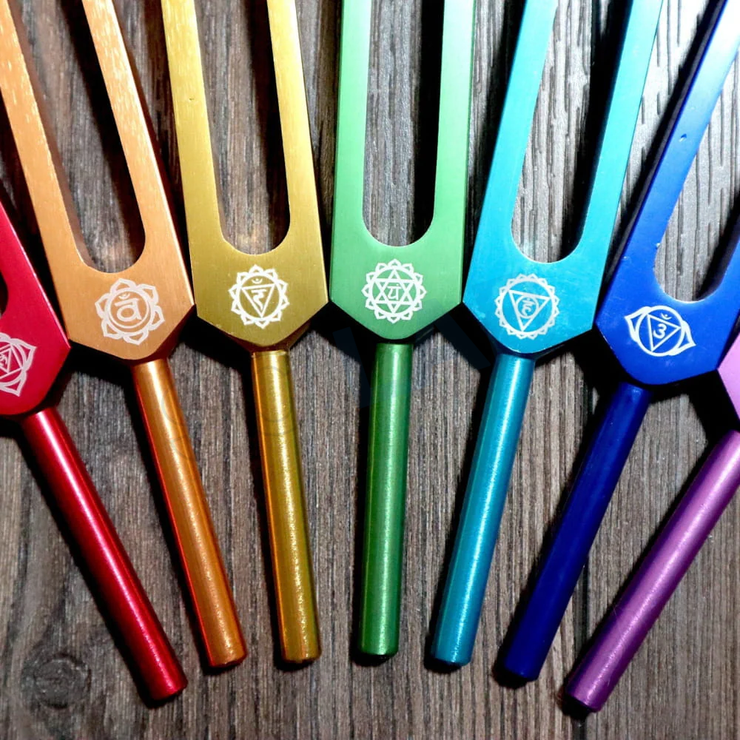 7pc Chakra Tuning Fork Set for Alignment & Sound Therapy