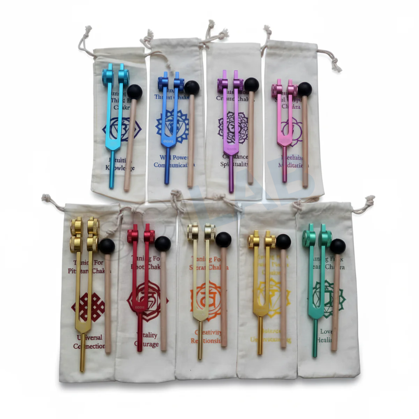 9pc Chakra Tuning Fork Set for Healing & Sound Therapy