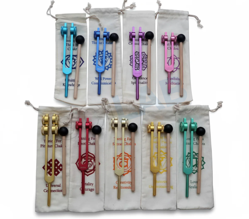 7pc Chakra Tuning Fork Set for Alignment & Sound Therapy