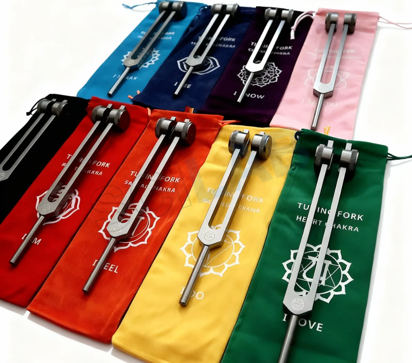 Solfeggio Tuning Fork Set - 9pc Chakra Tuning Fork for Healing - 0.25