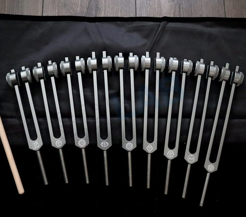 Solfeggio Tuning Fork Set - 9pc Chakra Tuning Fork for Healing - 0.25