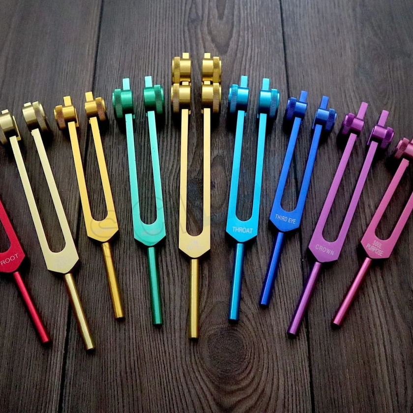 9pc Chakra Tuning Fork Set for Healing & Sound Therapy