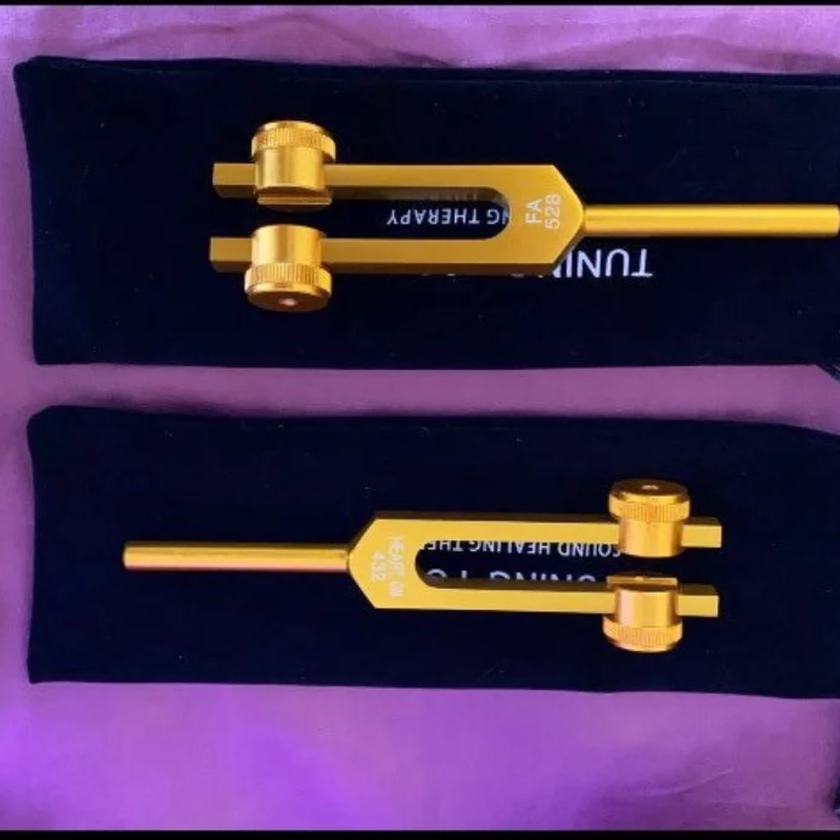 432 Hz & 528 Hz Tuning Fork Set for Healing Therapy - Weighted Biofield Tuning Forks