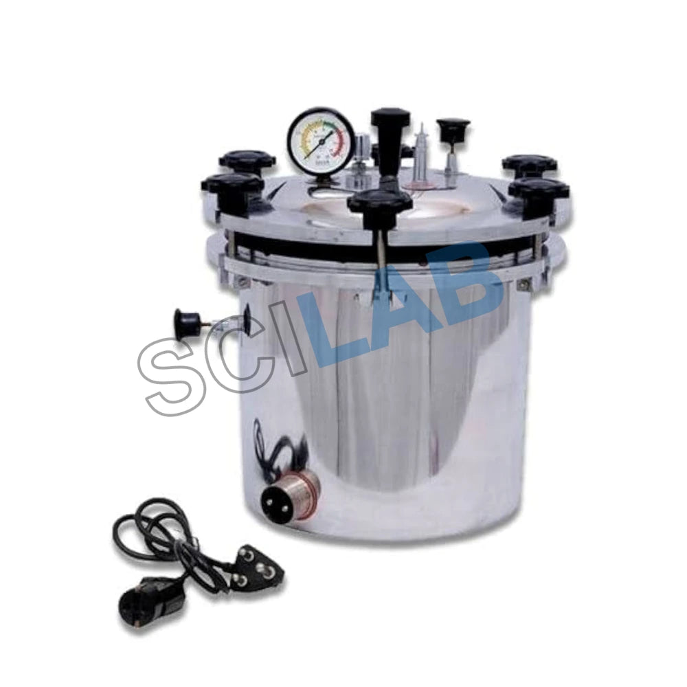 Vertical Autoclave: Aluminum Mirror Finish with Six Wing Nut Electrical System