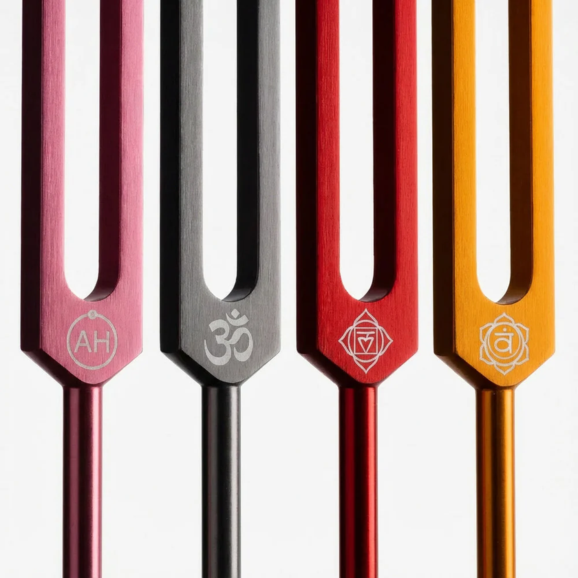 Professionally Tuned Solfeggio Forks 9pc Set - Chakra Engrams