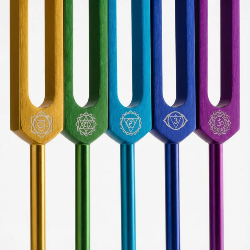 Professionally Tuned Solfeggio Forks 9pc Set - Chakra Engrams
